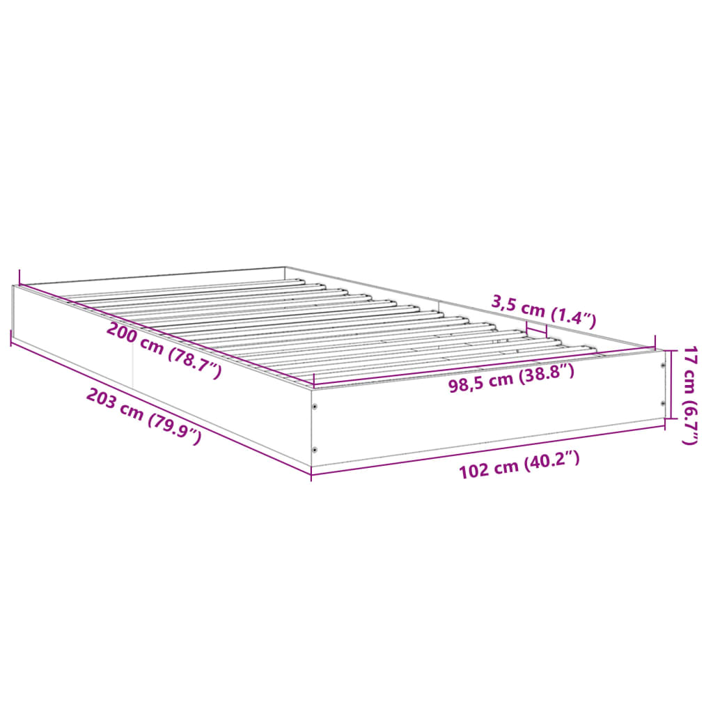 Okvir za krevet boja hrasta 100x200 cm od konstruiranog drva