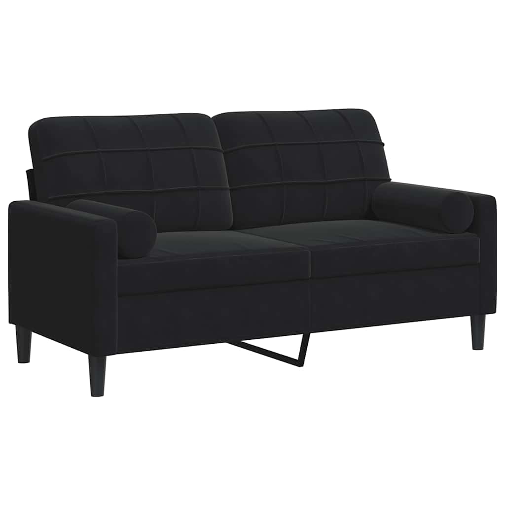 Dvosjed s ukrasnim jastucima crni 140 cm baršunasti