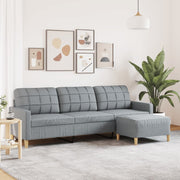 Trosjed s tabureom svjetlosivi 210 cm od tkanine