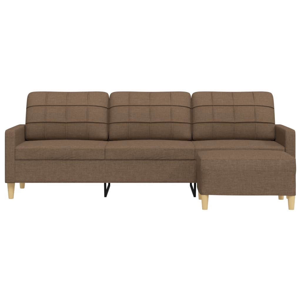Trosjed s tabureom smeđi 210 cm od tkanine