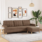 Trosjed s tabureom smeđi 210 cm od tkanine