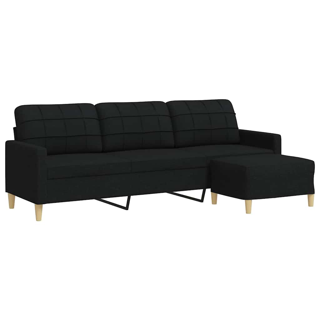 Trosjed s tabureom crni 210 cm od tkanine