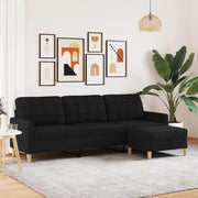 Trosjed s tabureom crni 210 cm od tkanine