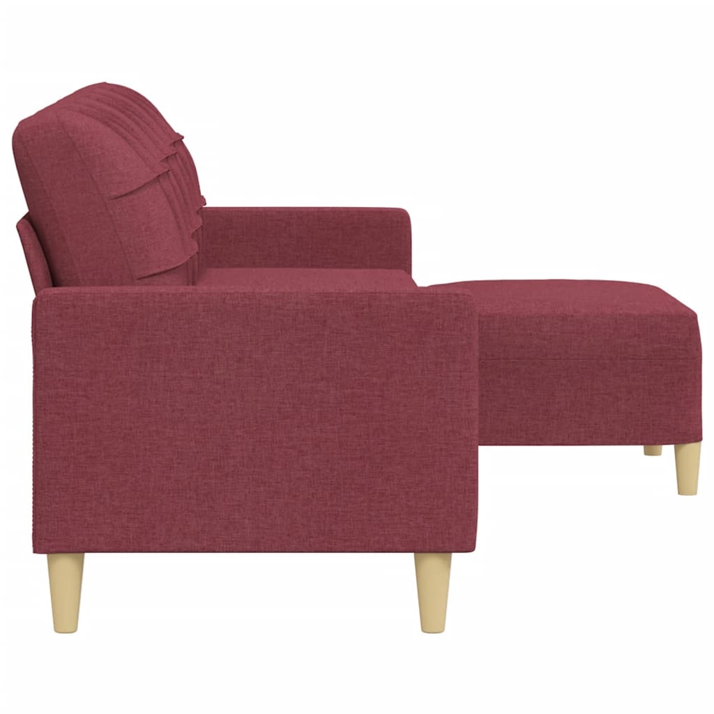 Trosjed s tabureom crvena boja vina 210 cm od tkanine