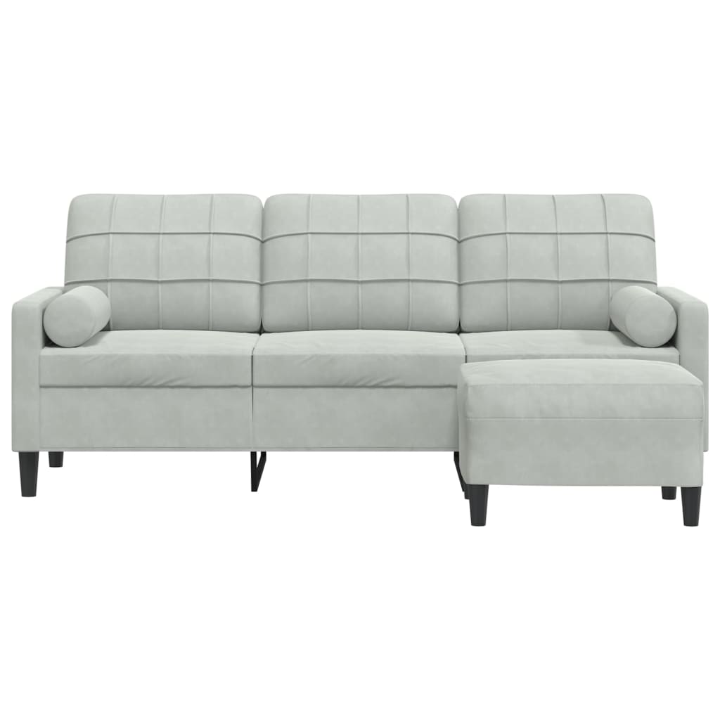 Trosjed s tabureom svjetlosivi 180 cm baršunasti