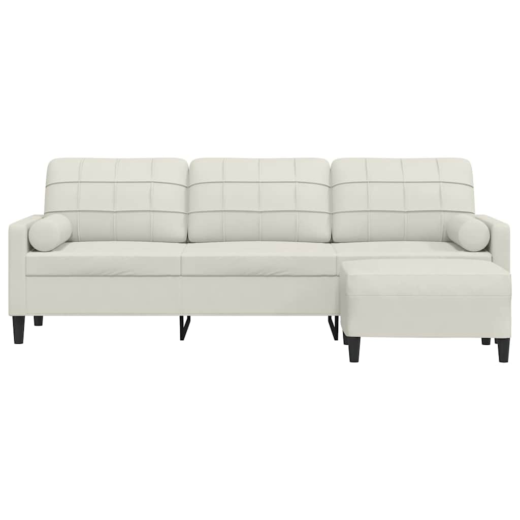 Trosjed s tabureom Krem 210 cm baršunasti