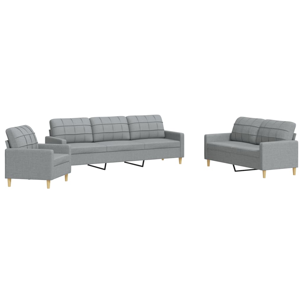 3-dijelni set sofa svjetlosivi od tkanine