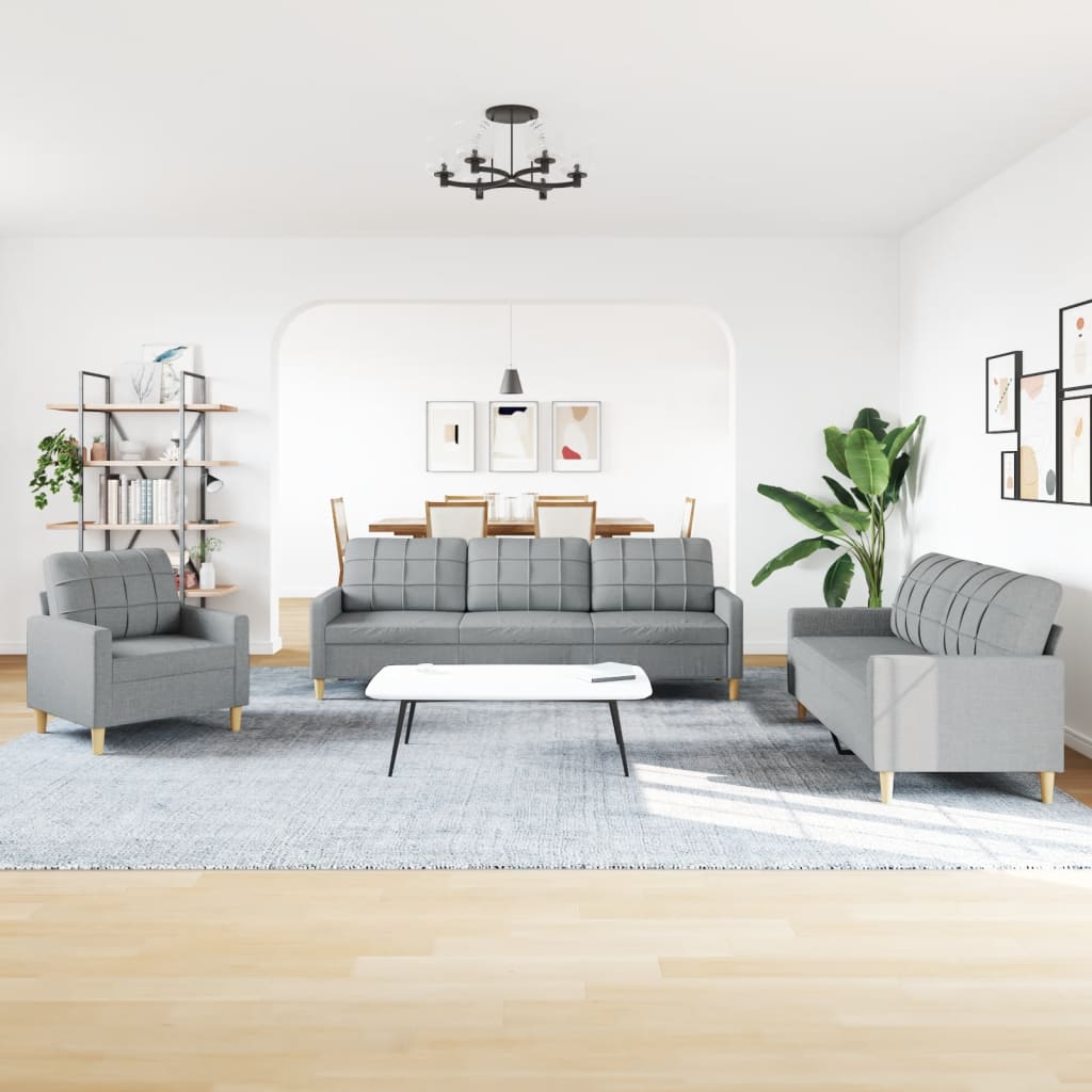 3-dijelni set sofa svjetlosivi od tkanine