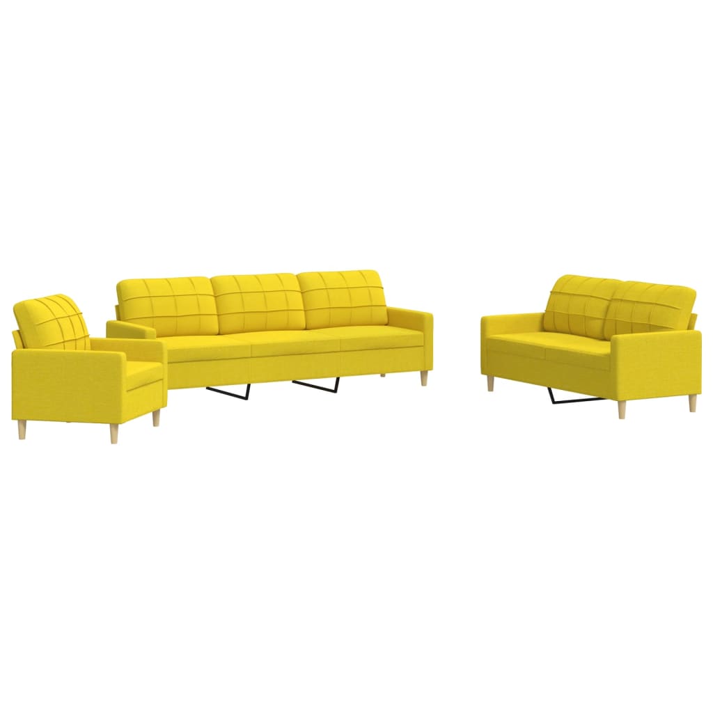 3-dijelni set sofa svjetložuti od tkanine