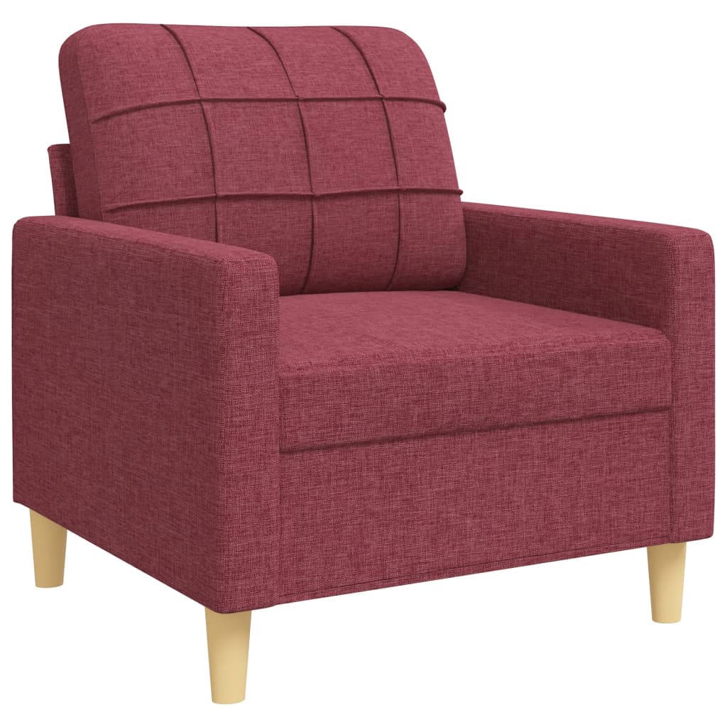 3-dijelni set sofa crvena boja vina od tkanine