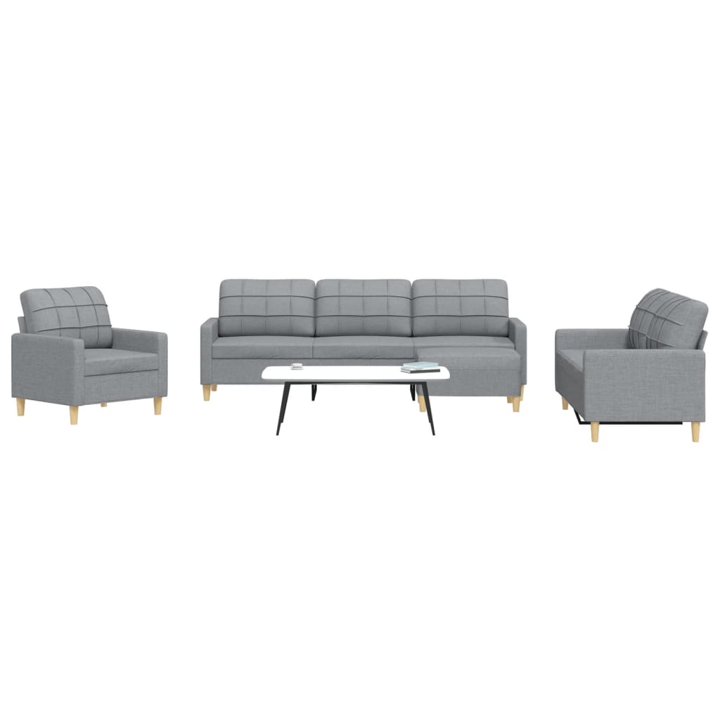 4-dijelni set sofa s tabureom svjetlosivi od tkanine