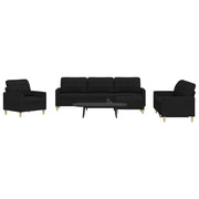 4-dijelni set sofa s tabureom crni od tkanine