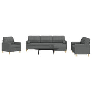 4-dijelni set sofa s tabureom i jastucima tamnosivi tkanina