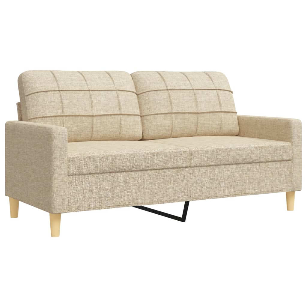 4-dijelni set sofa s tabureom i jastucima krem tkanina