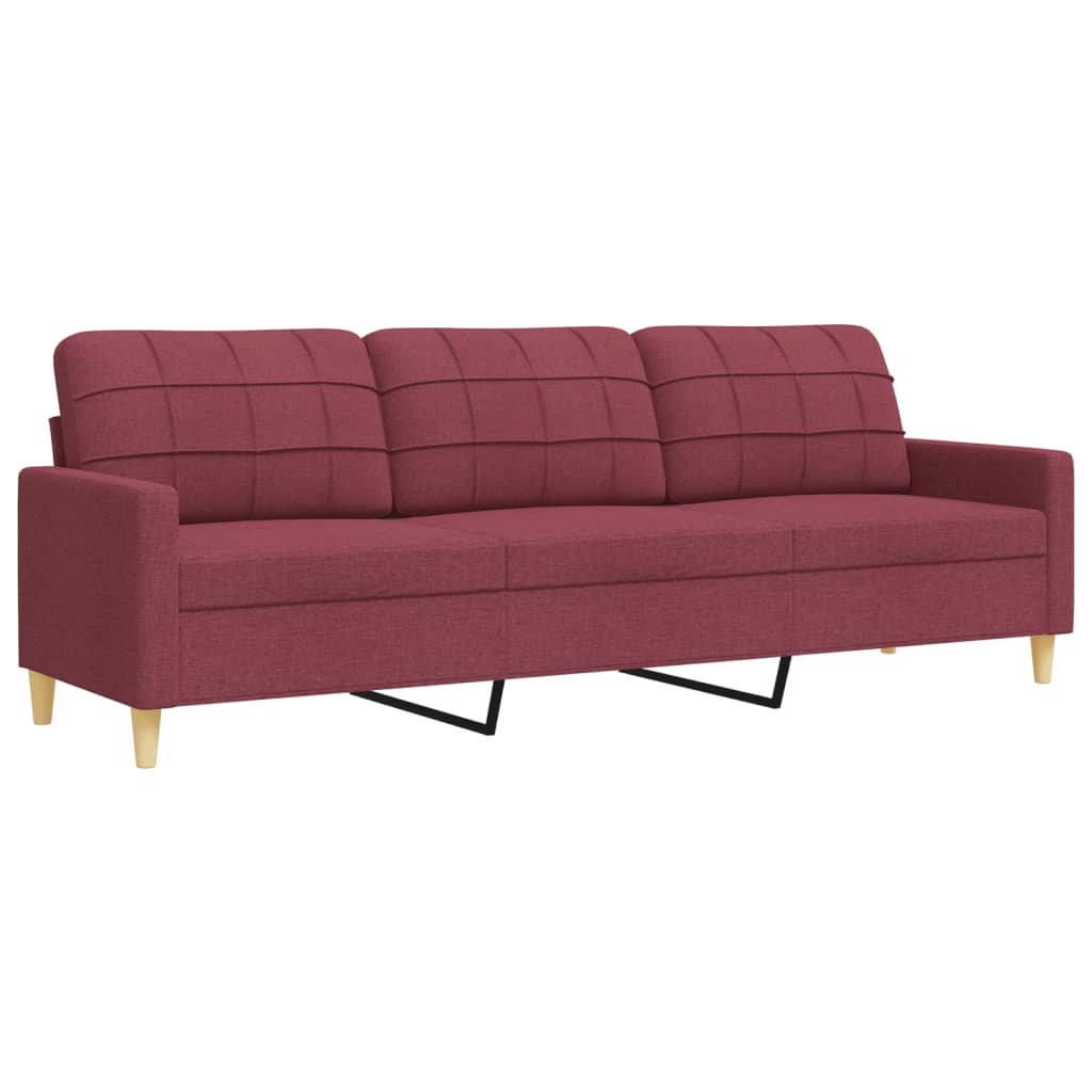 4-dijelni set sofa s tabureom i jastucima boja vina tkanina