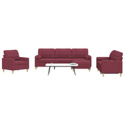 4-dijelni set sofa s tabureom i jastucima boja vina tkanina