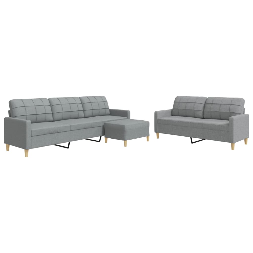 3-dijelni set sofa s tabureom svjetlosivi od tkanine