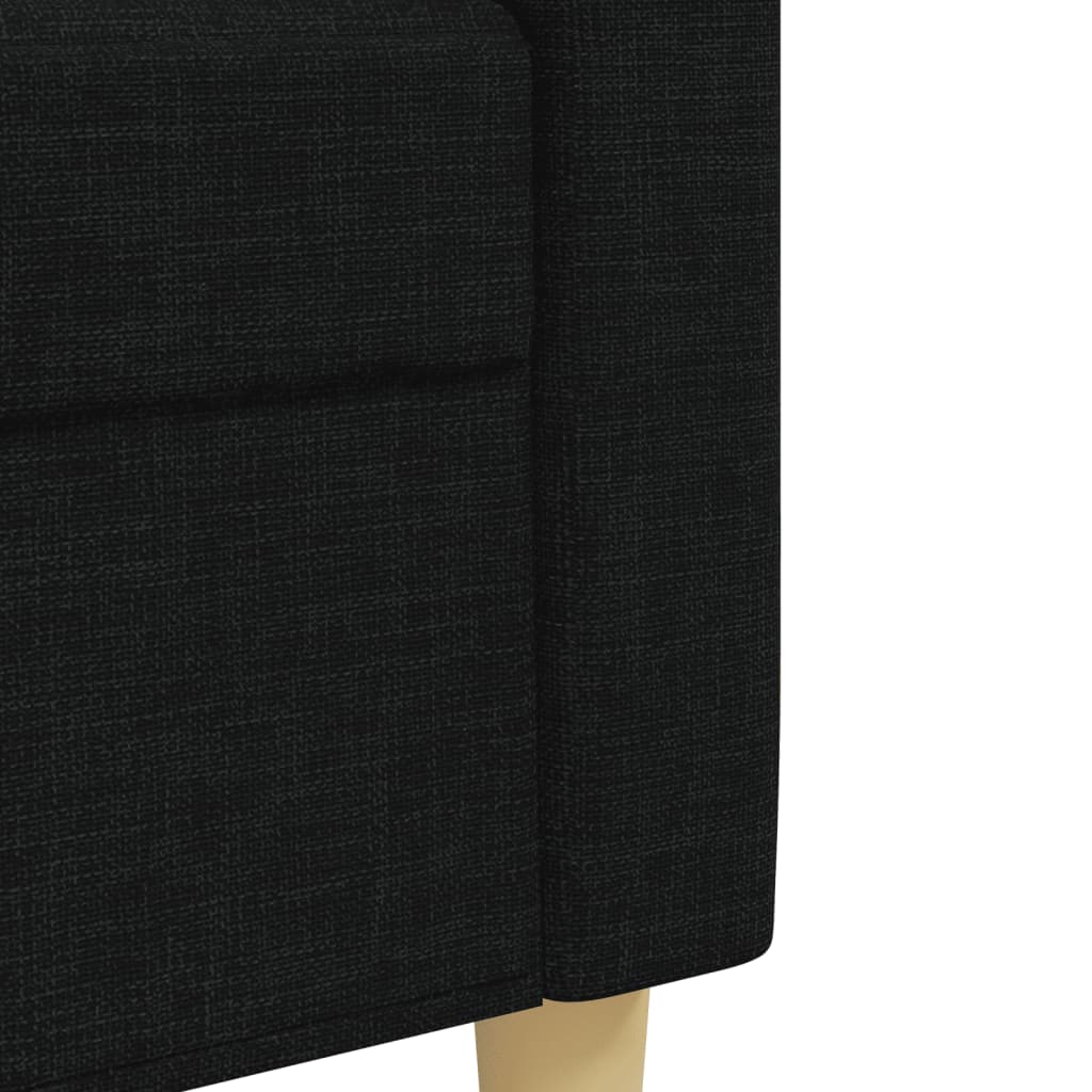 3-dijelni set sofa s tabureom crni od tkanine