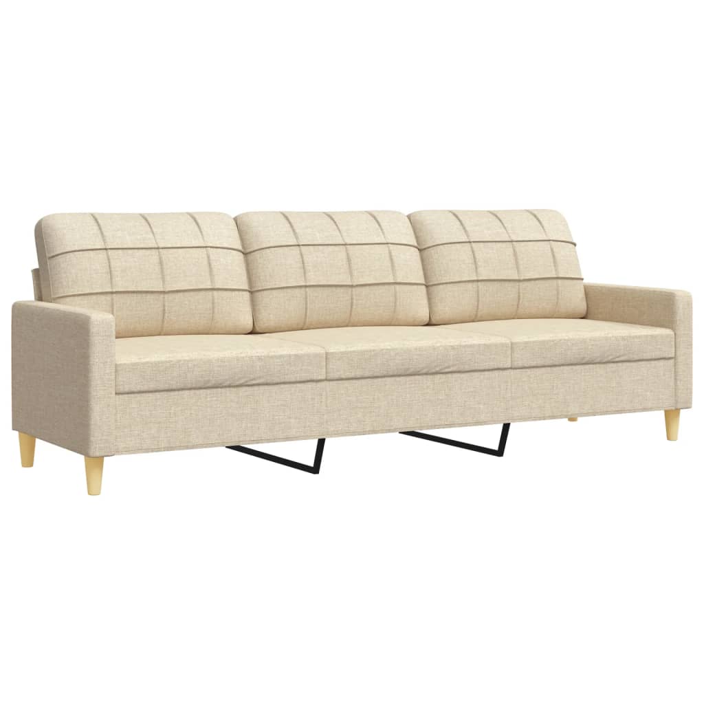 2-dijelni set sofa s ukrasnim jastucima krem od tkanine