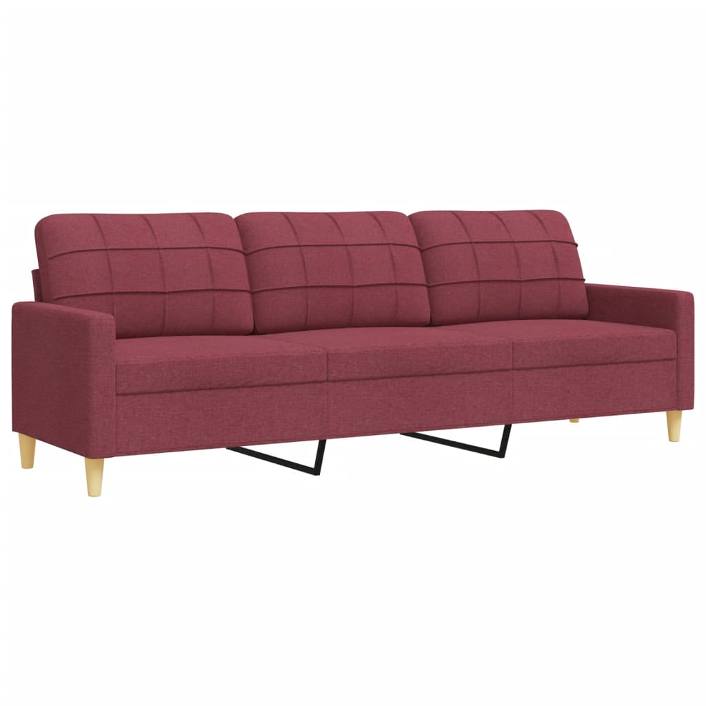2-dijelni set sofa s ukrasnim jastucima boja vina od tkanine