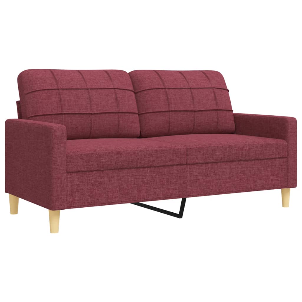 3-dijelni set sofa s tabureom i jastucima boja vina tkanina