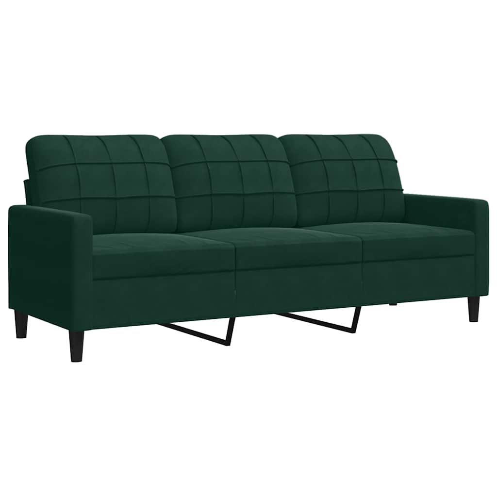 3-dijelni set sofa s jastucima tamnozeleni baršunasti