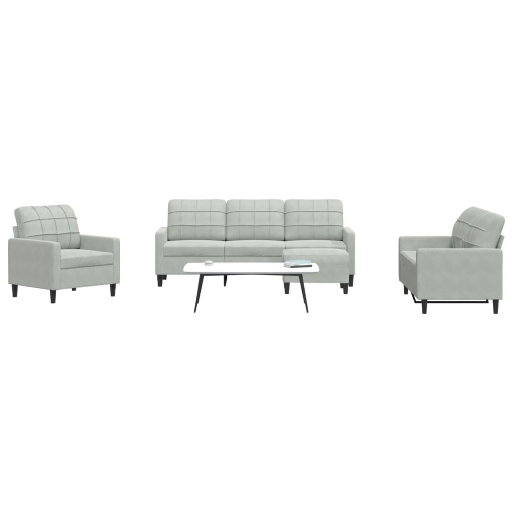 4-dijelni set sofa s jastucima svjetlosivi baršunasti