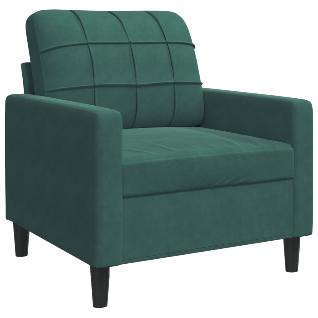 4-dijelni set sofa s jastucima tamnozeleni baršunasti