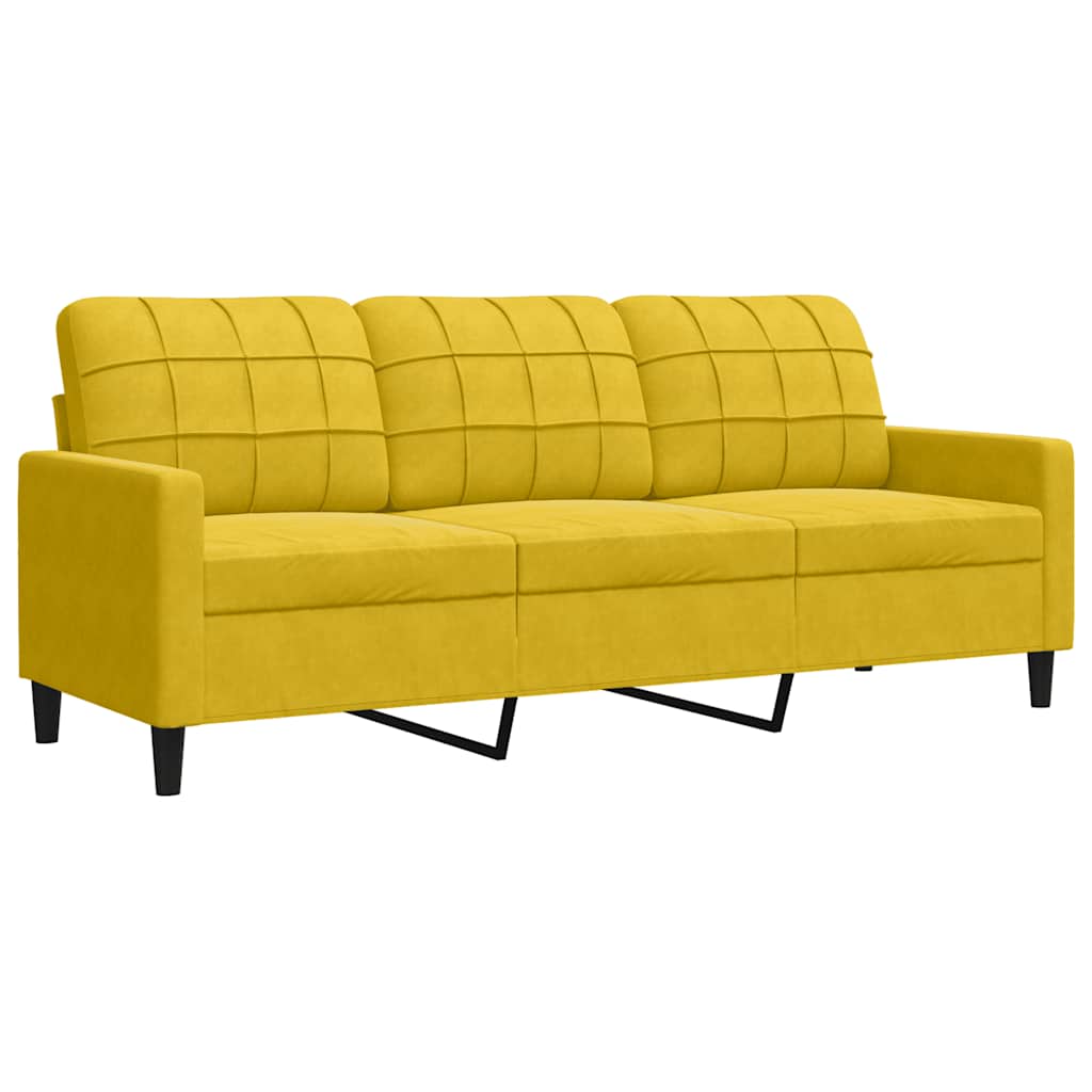 3-dijelni set sofa s jastucima žuti baršunasti