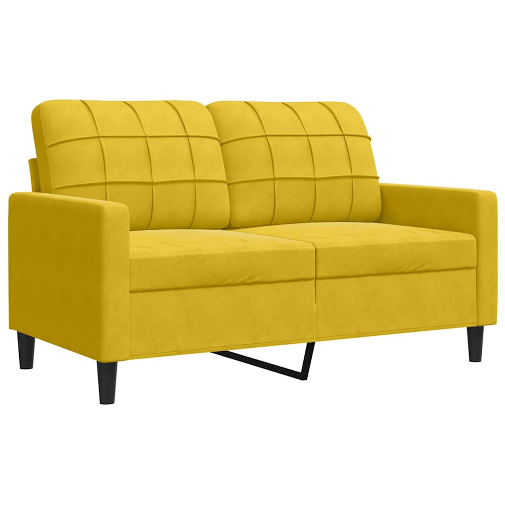 3-dijelni set sofa s jastucima žuti baršunasti