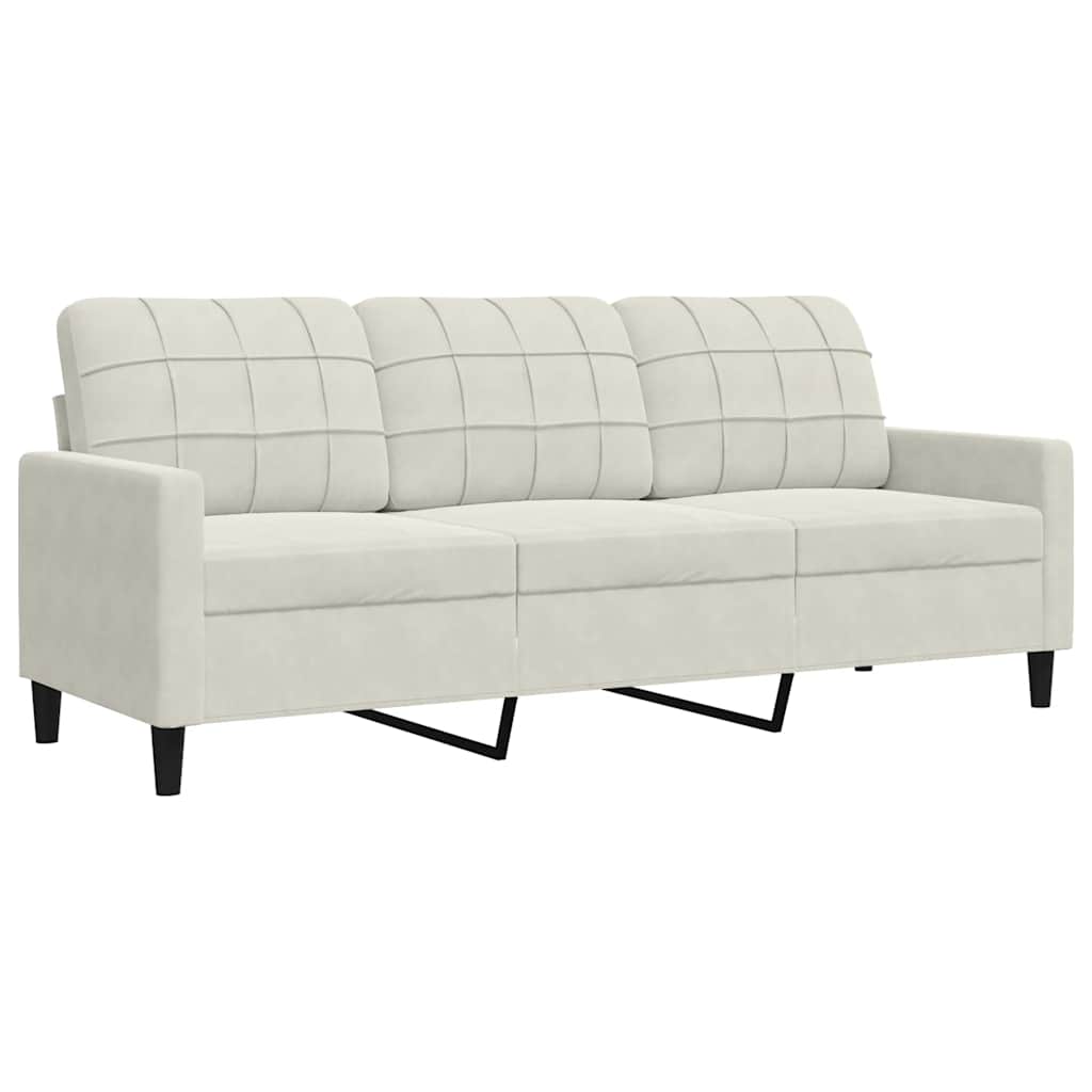 3-dijelni set sofa s jastucima krem baršunasti