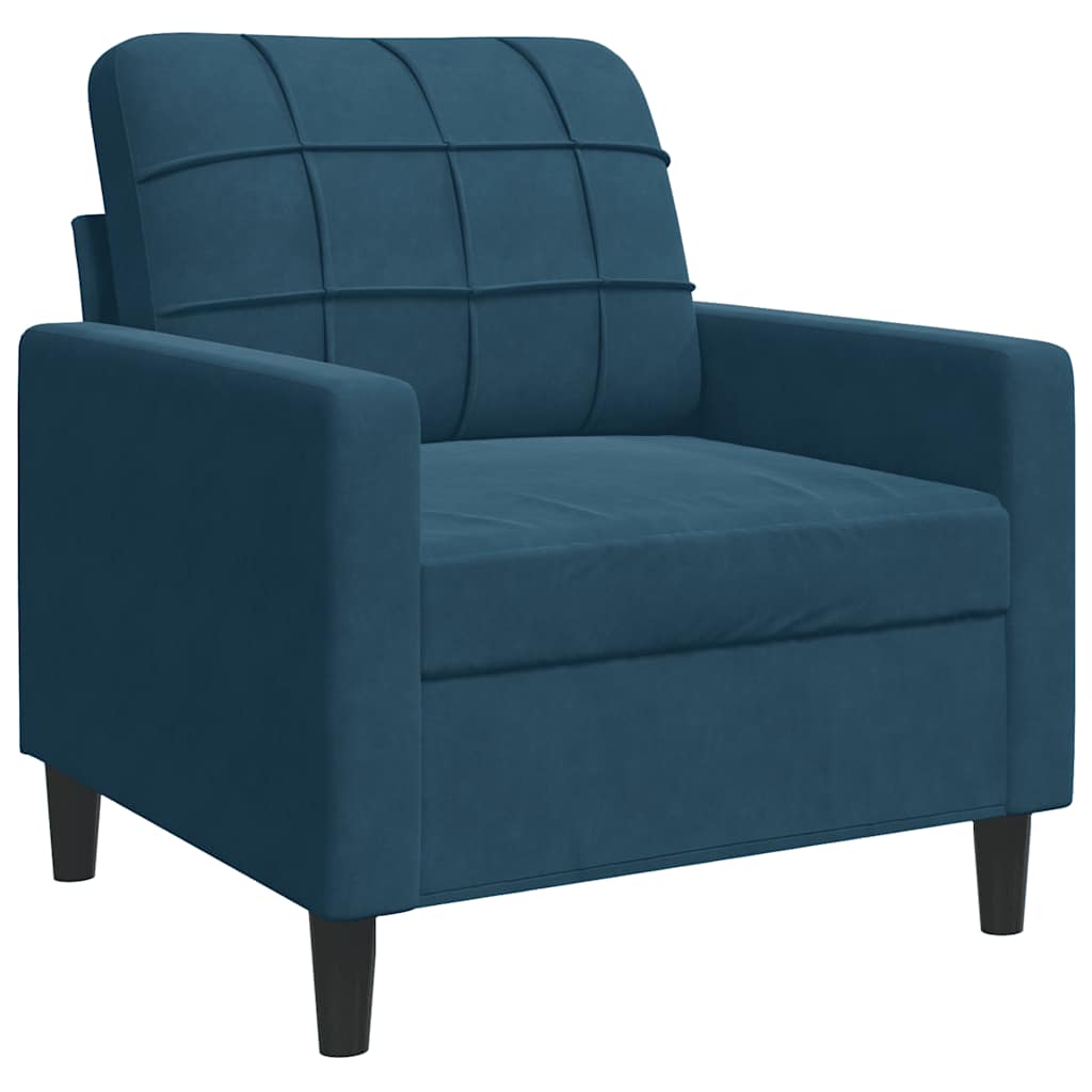 3-dijelni set sofa s jastucima plavi baršunasti