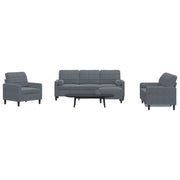 4-dijelni set sofa s jastucima tamnosivi baršunasti