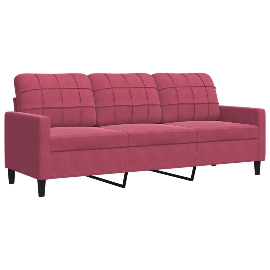 4-dijelni set sofa s jastucima crvena boja vina baršunasti