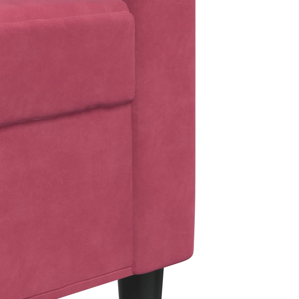 4-dijelni set sofa s jastucima crvena boja vina baršunasti
