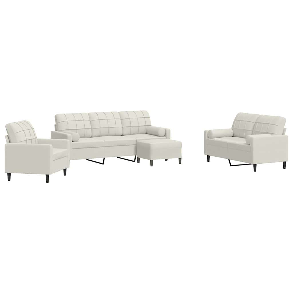 4-dijelni set sofa s jastucima krem baršunasti