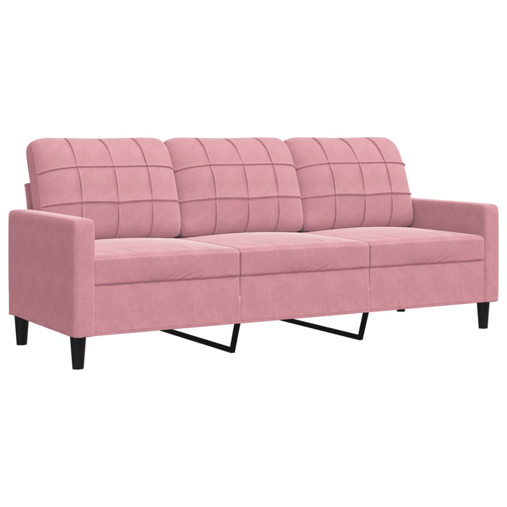 3-dijelni set sofa s jastucima ružičasti baršunasti