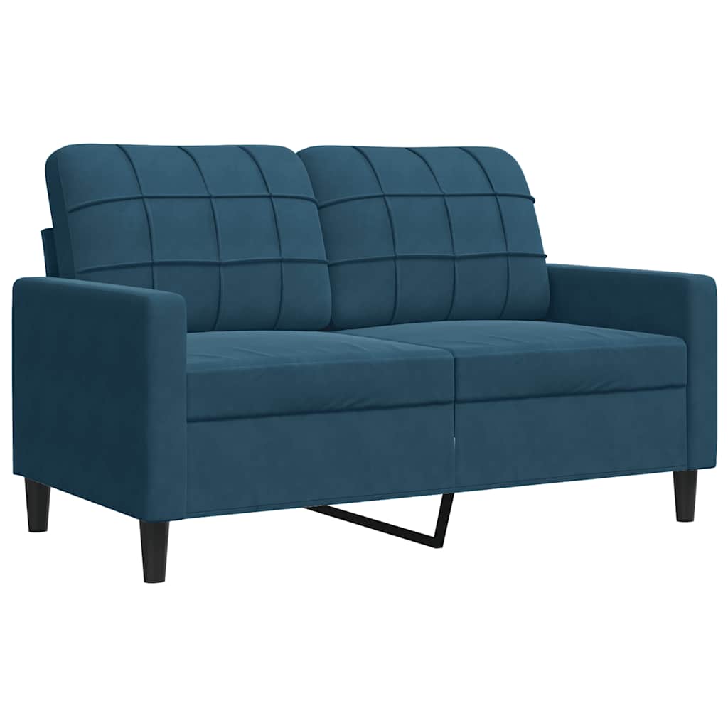 3-dijelni set sofa s jastucima plavi baršunasti