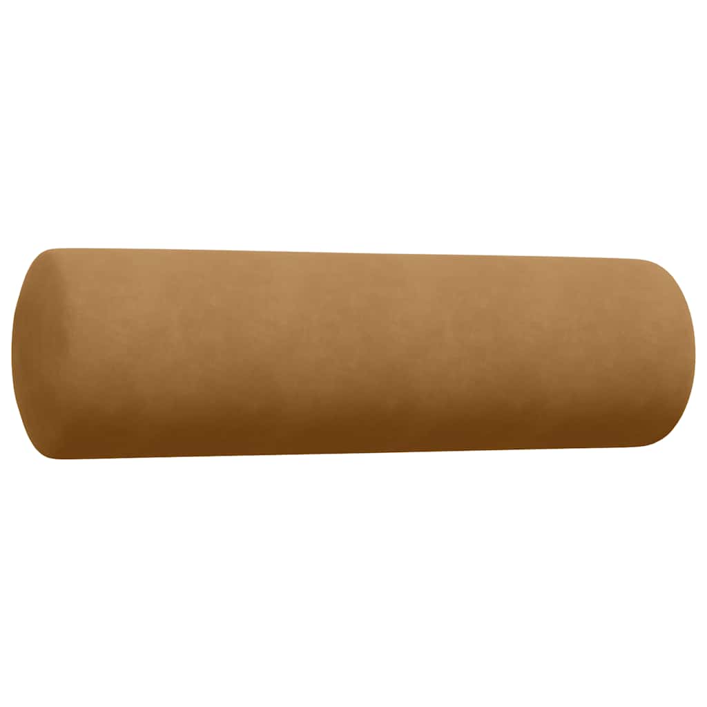 2-dijelni set sofa s jastucima smeđi baršunasti