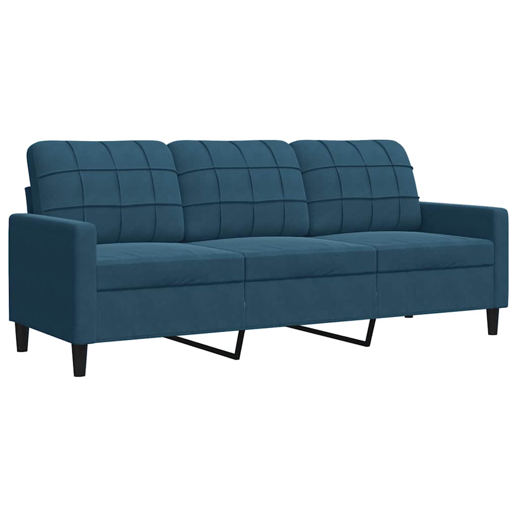 2-dijelni set sofa s jastucima plavi baršunasti