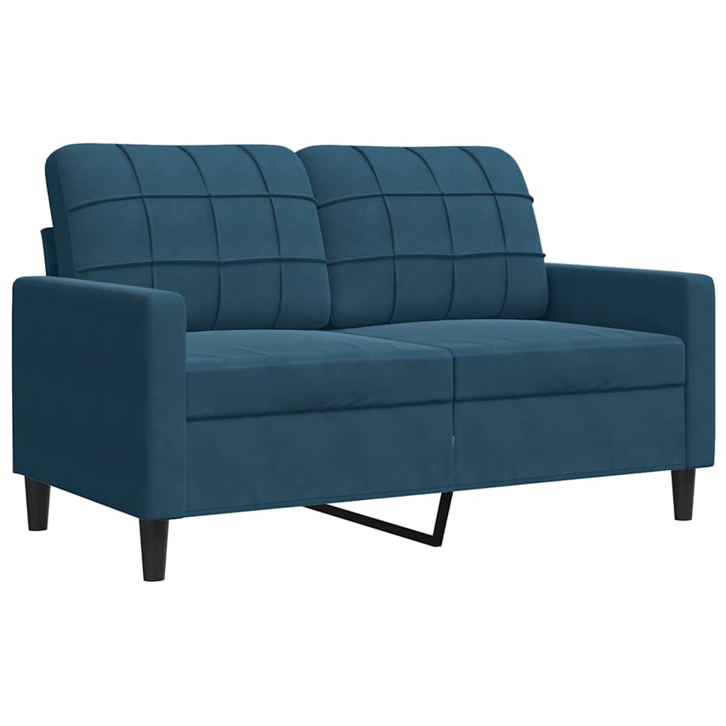 2-dijelni set sofa s jastucima plavi baršunasti