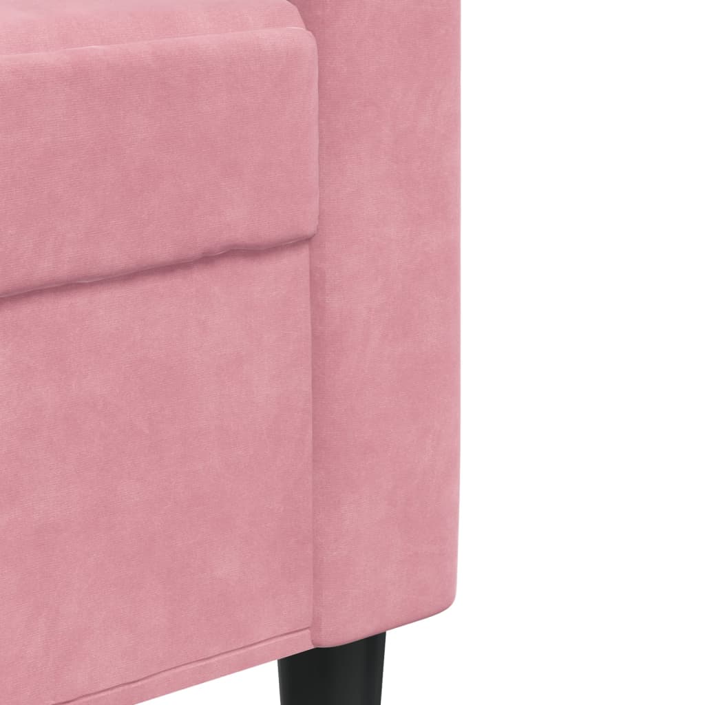 3-dijelni set sofa s jastucima ružičasti baršunasti