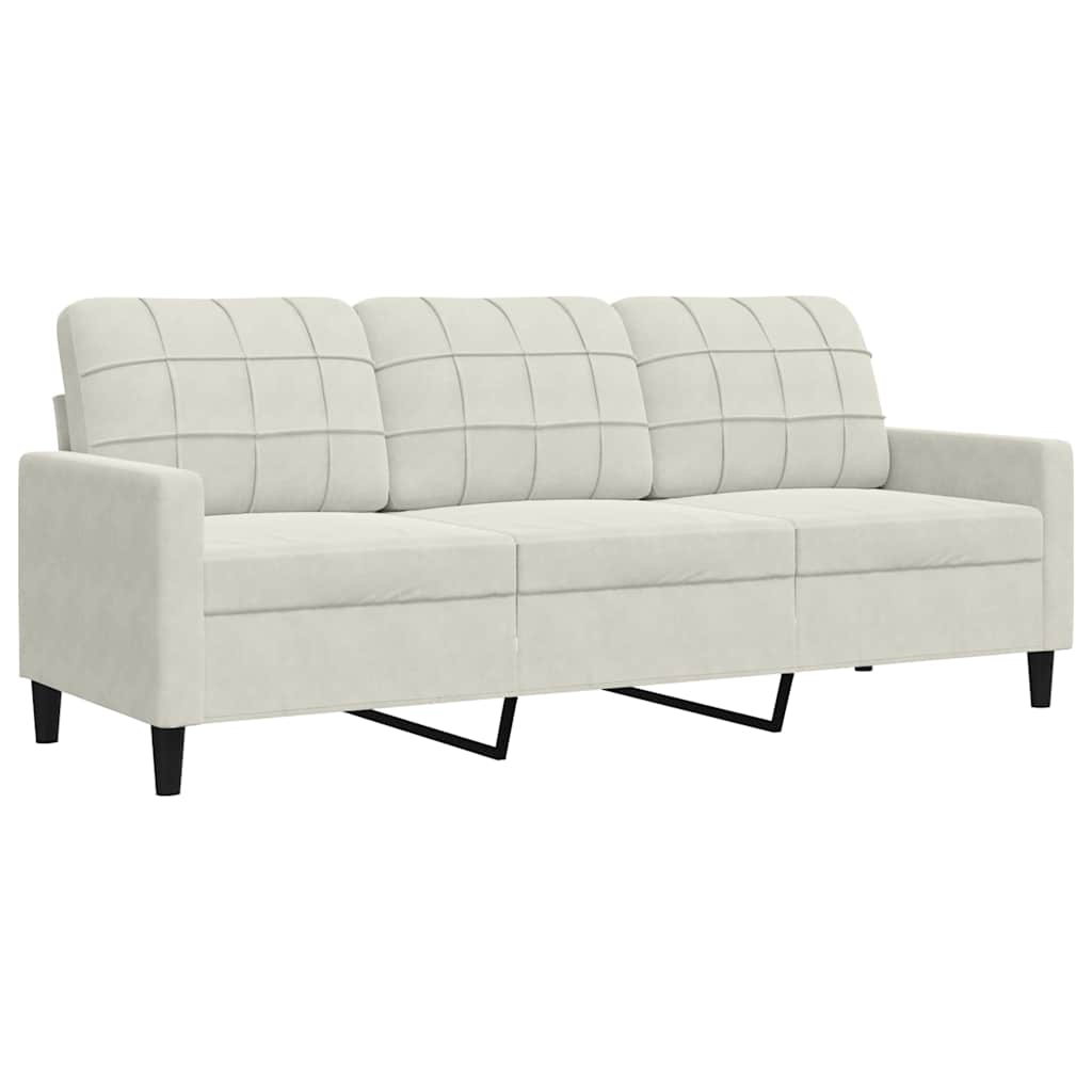 3-dijelni set sofa s jastucima krem baršunasti