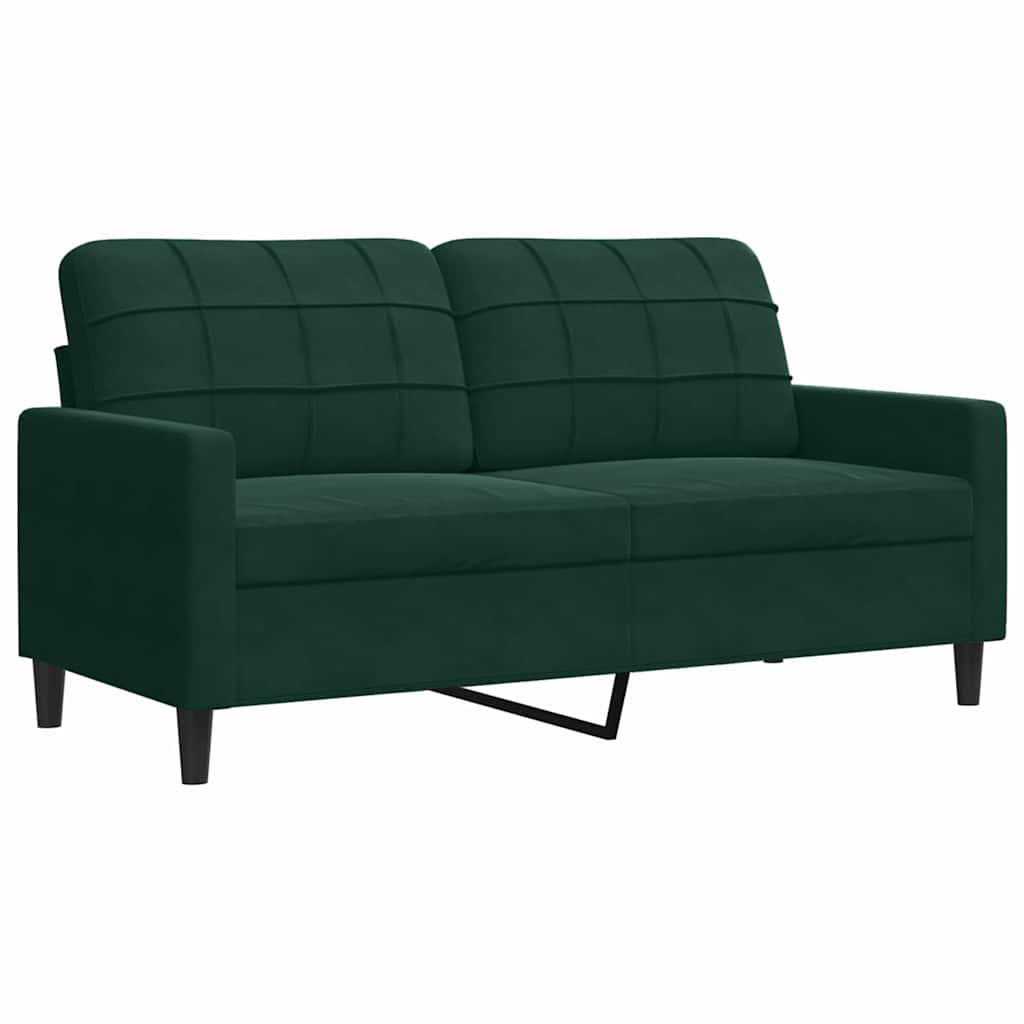 3-dijelni set sofa s jastucima tamnozeleni baršunasti