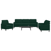 3-dijelni set sofa s jastucima tamnozeleni baršunasti