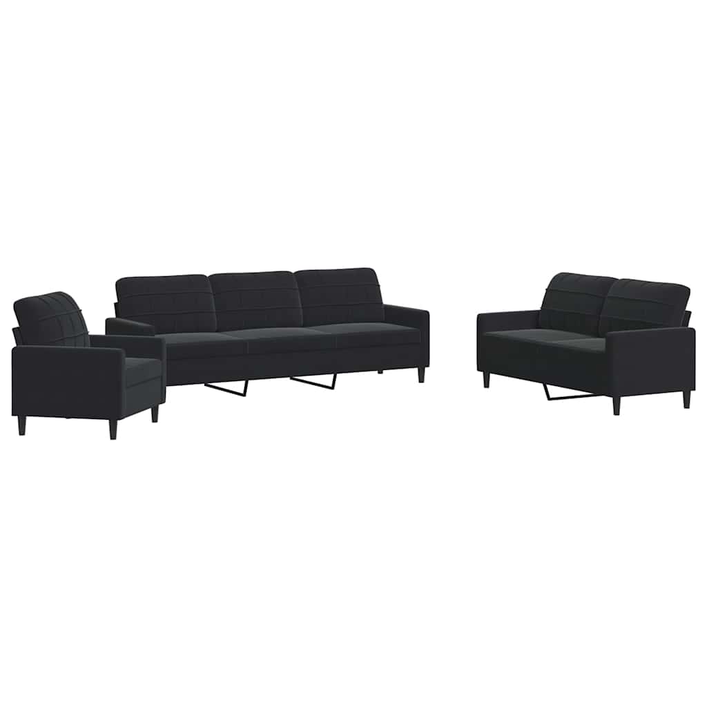 4-dijelni set sofa s jastucima crni baršunasti