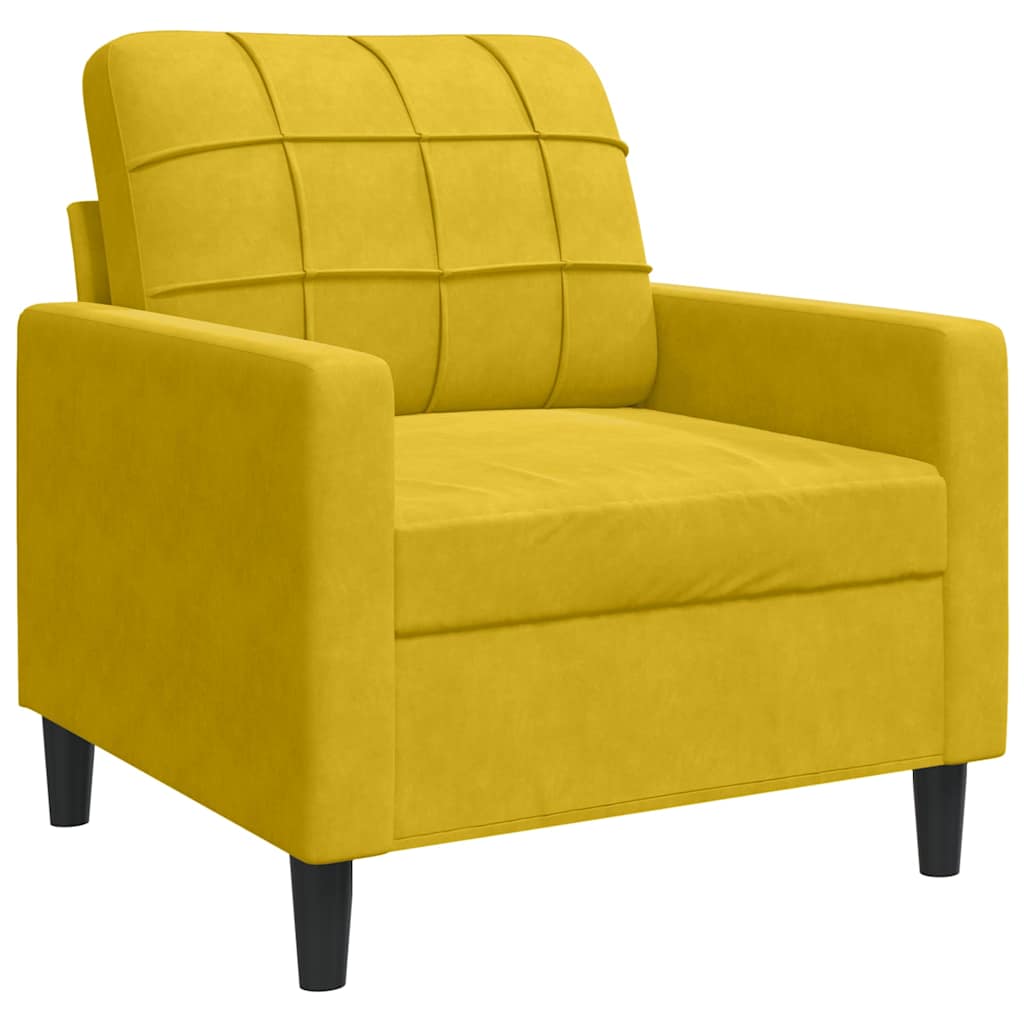 4-dijelni set sofa s jastucima žuti baršunasti