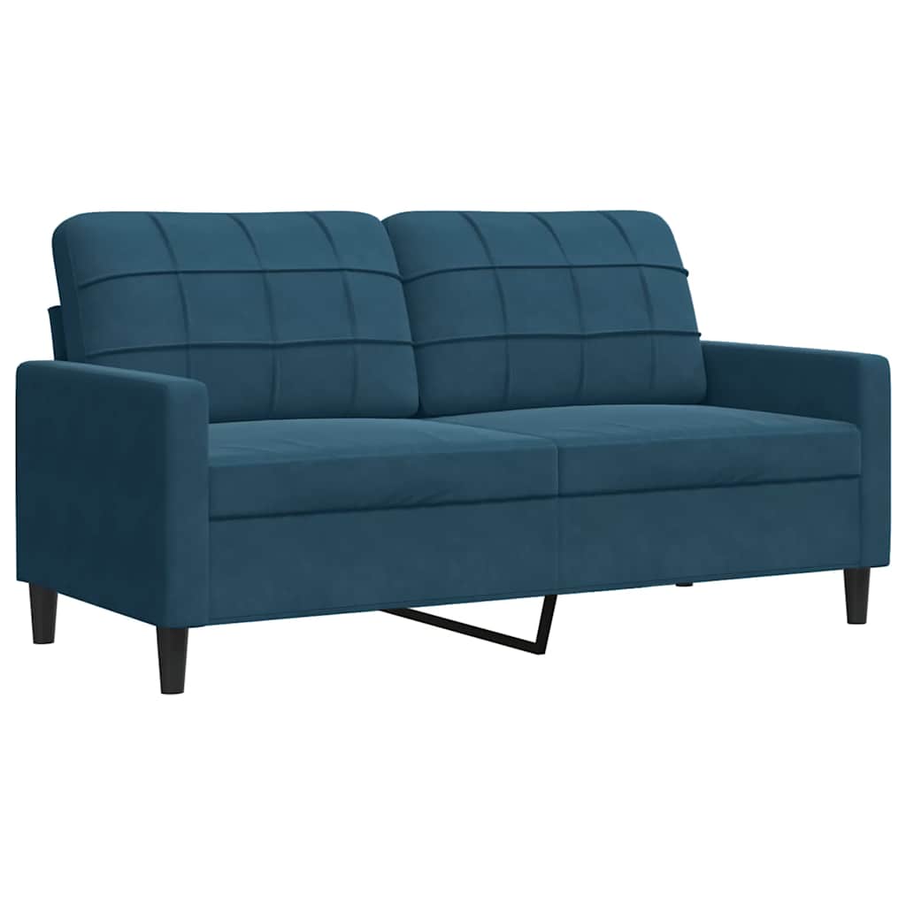 4-dijelni set sofa s jastucima plavi baršunasti