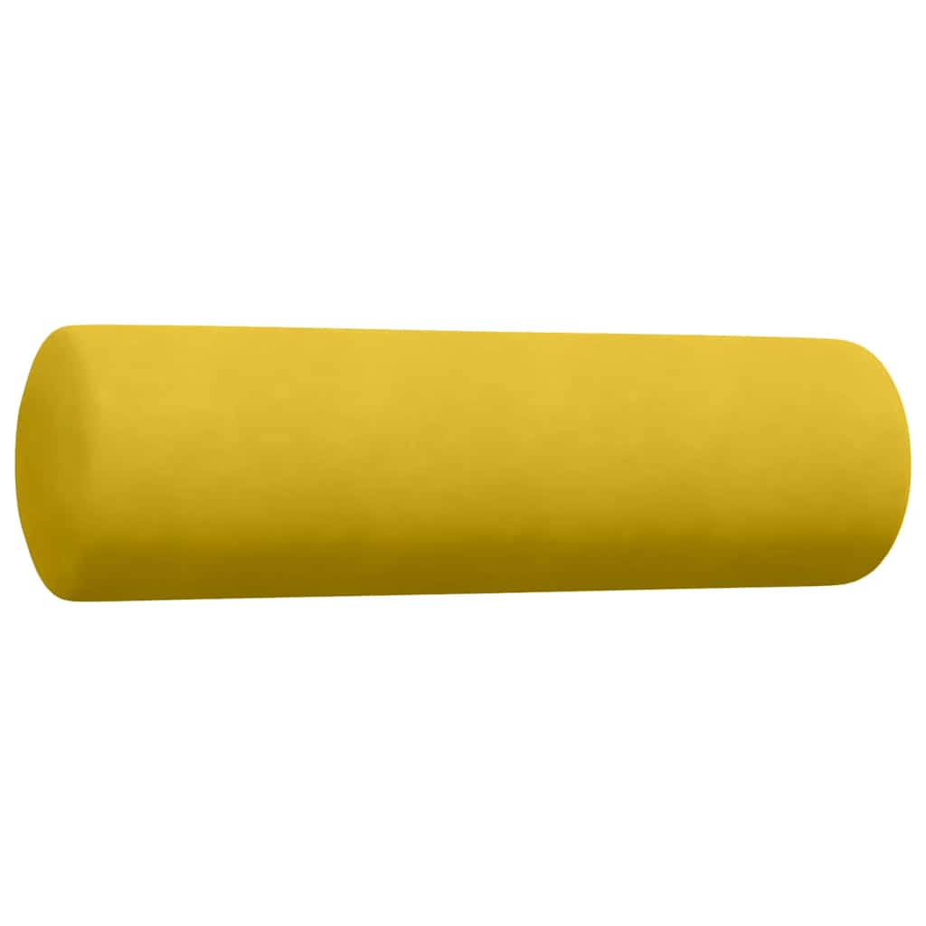 3-dijelni set sofa s jastucima žuti baršunasti