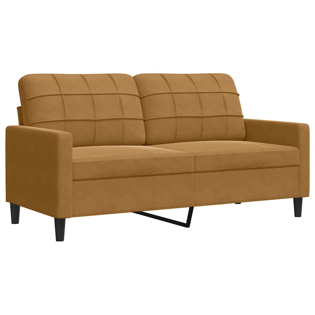 3-dijelni set sofa s jastucima smeđi baršunasti